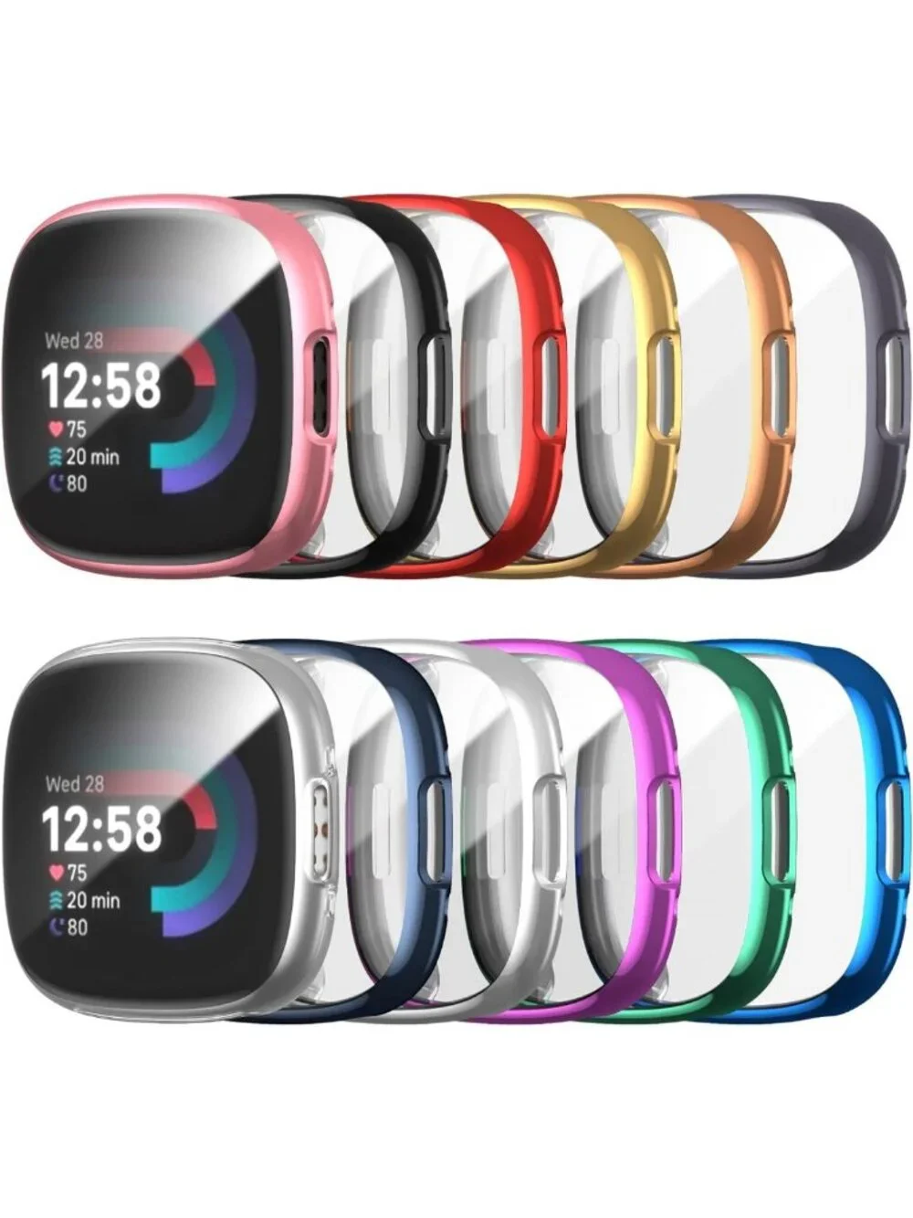 12-Pack Protective Case & Screen Protector for Fitbit Versa 4 & Sense 2